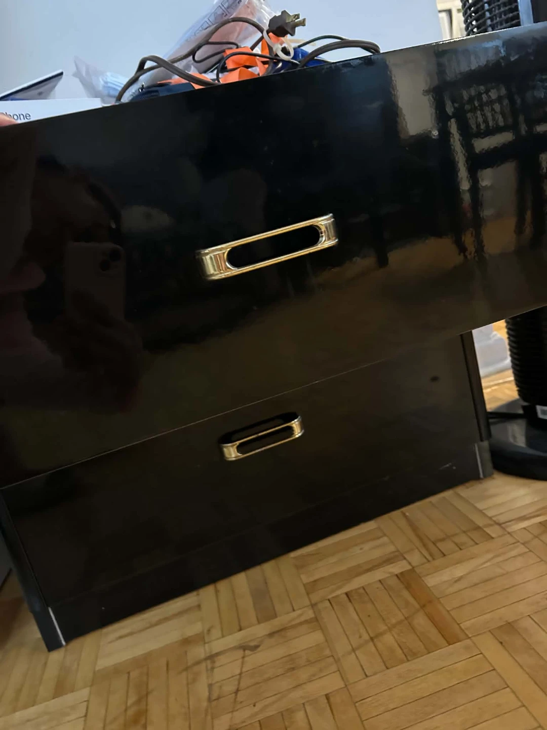Black Two-Drawer Nightstand - photo 5