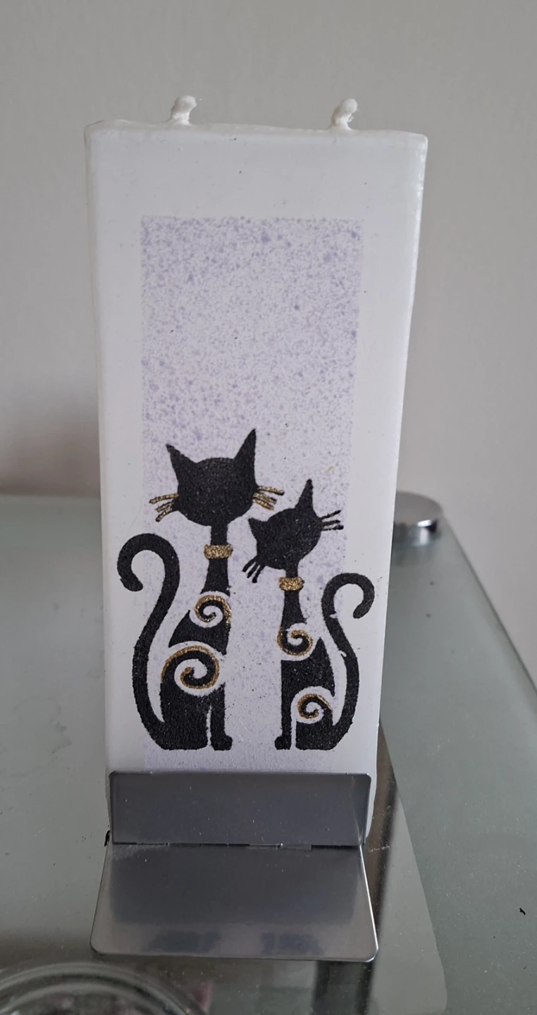 Decorative Candle with Black Cats Design