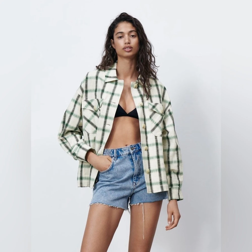 Zara Green Plaid Overshirt
