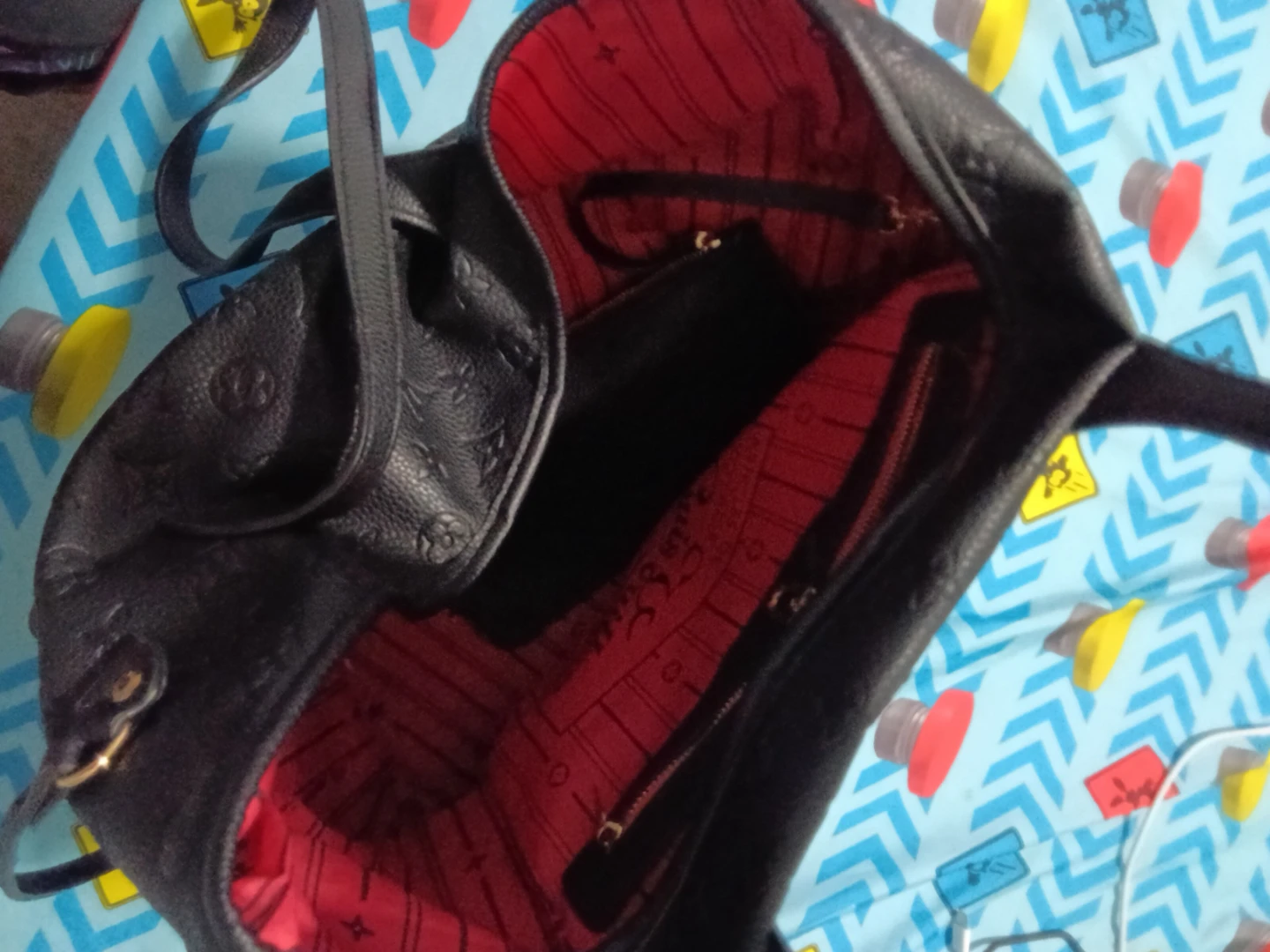 Louis Vuitton Black Monogram Tote Bag with Pouch