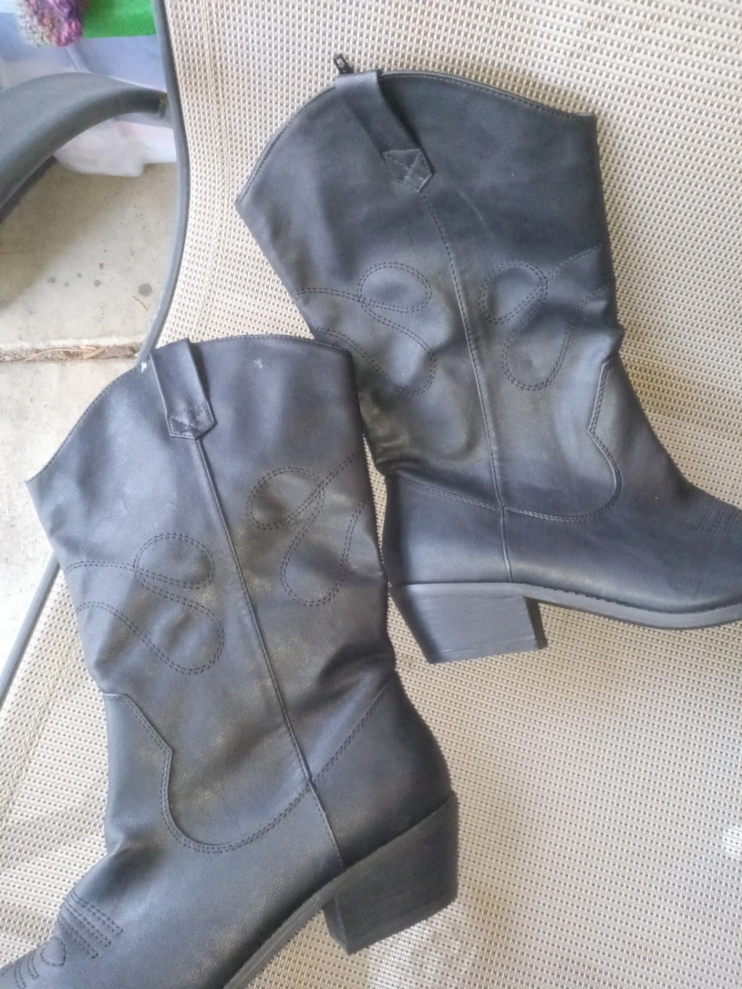 Black Cowboy Boots - Size 9M - photo 3