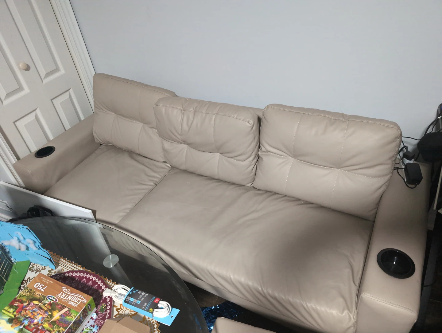 Living Room Set – Couch + Glass Coffee Table + Ottoman/Footrest - photo 4