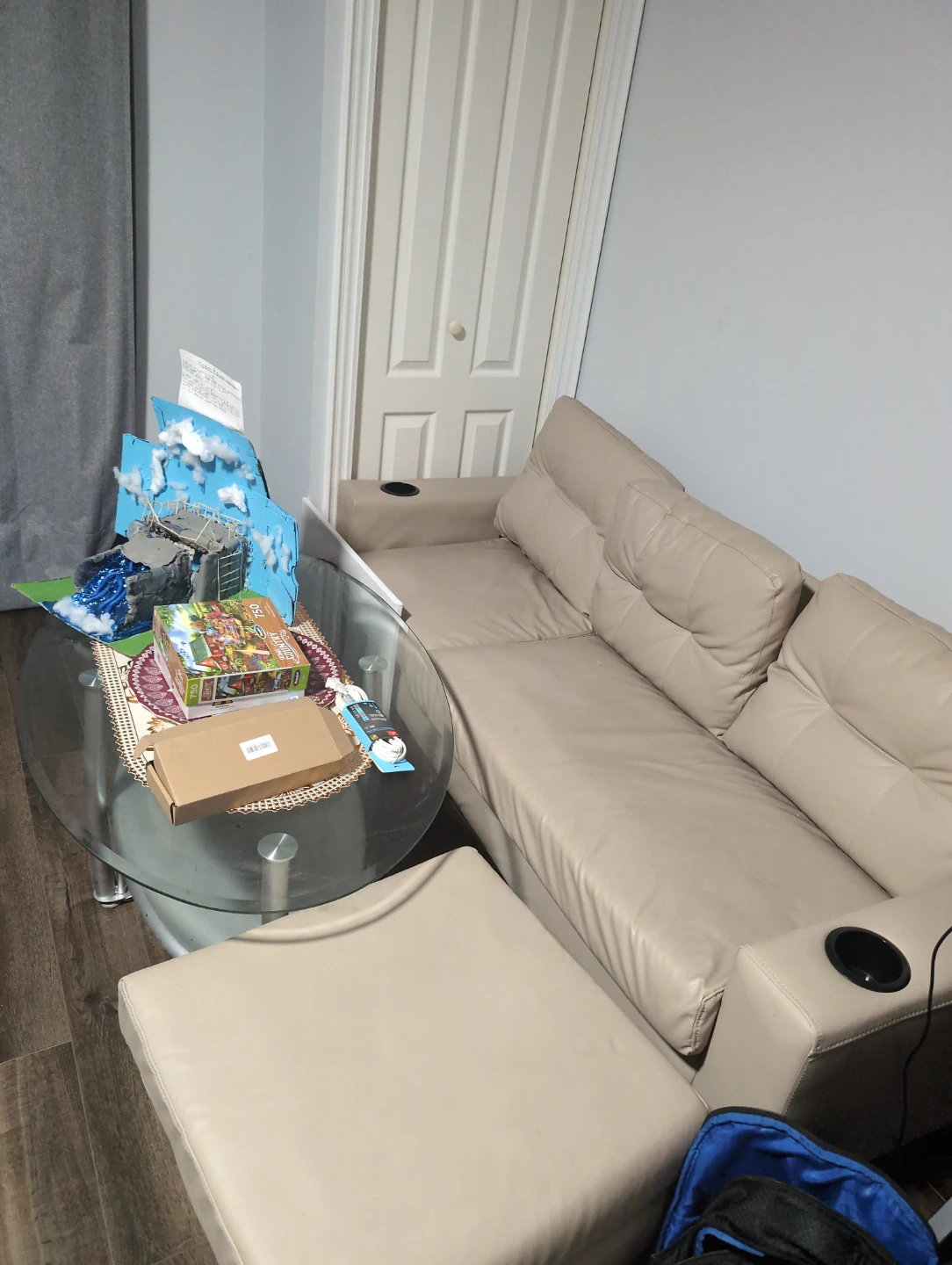 Living Room Set – Couch + Glass Coffee Table + Ottoman/Footrest - photo 5