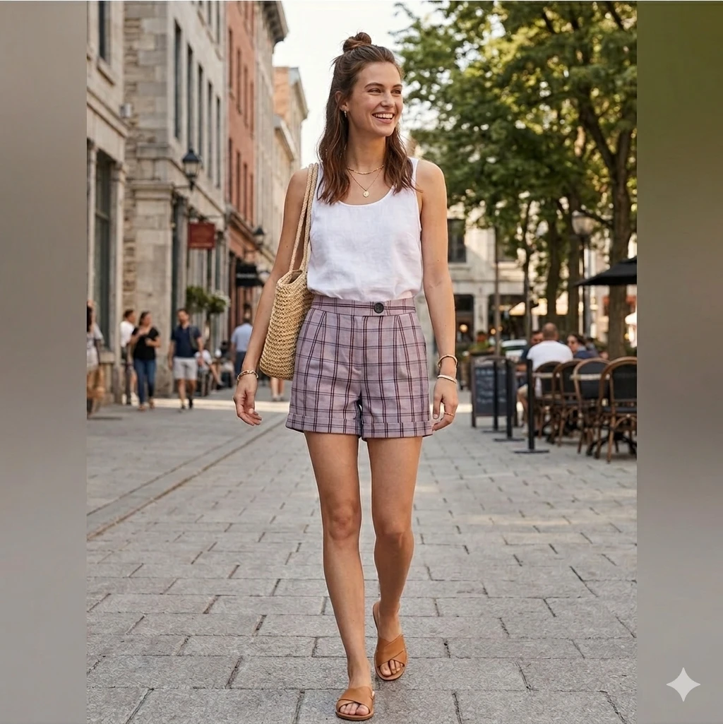 Frank And Oak Plaid Linen-Tencel Shorts
