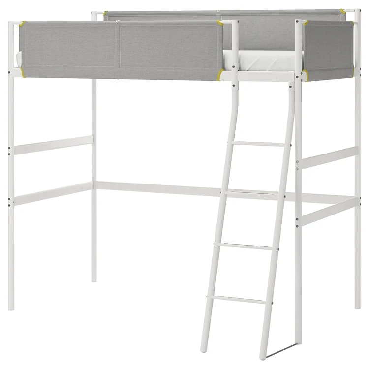 IKEA VITVAL Loft Bed Frame with Desk White/Light Grey 90x200 cm - photo 2