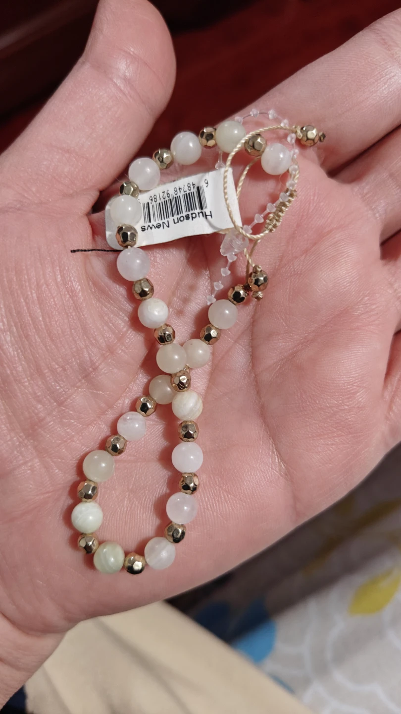 Ladies Bracelet White Beads Gold Tone Accents - photo 2