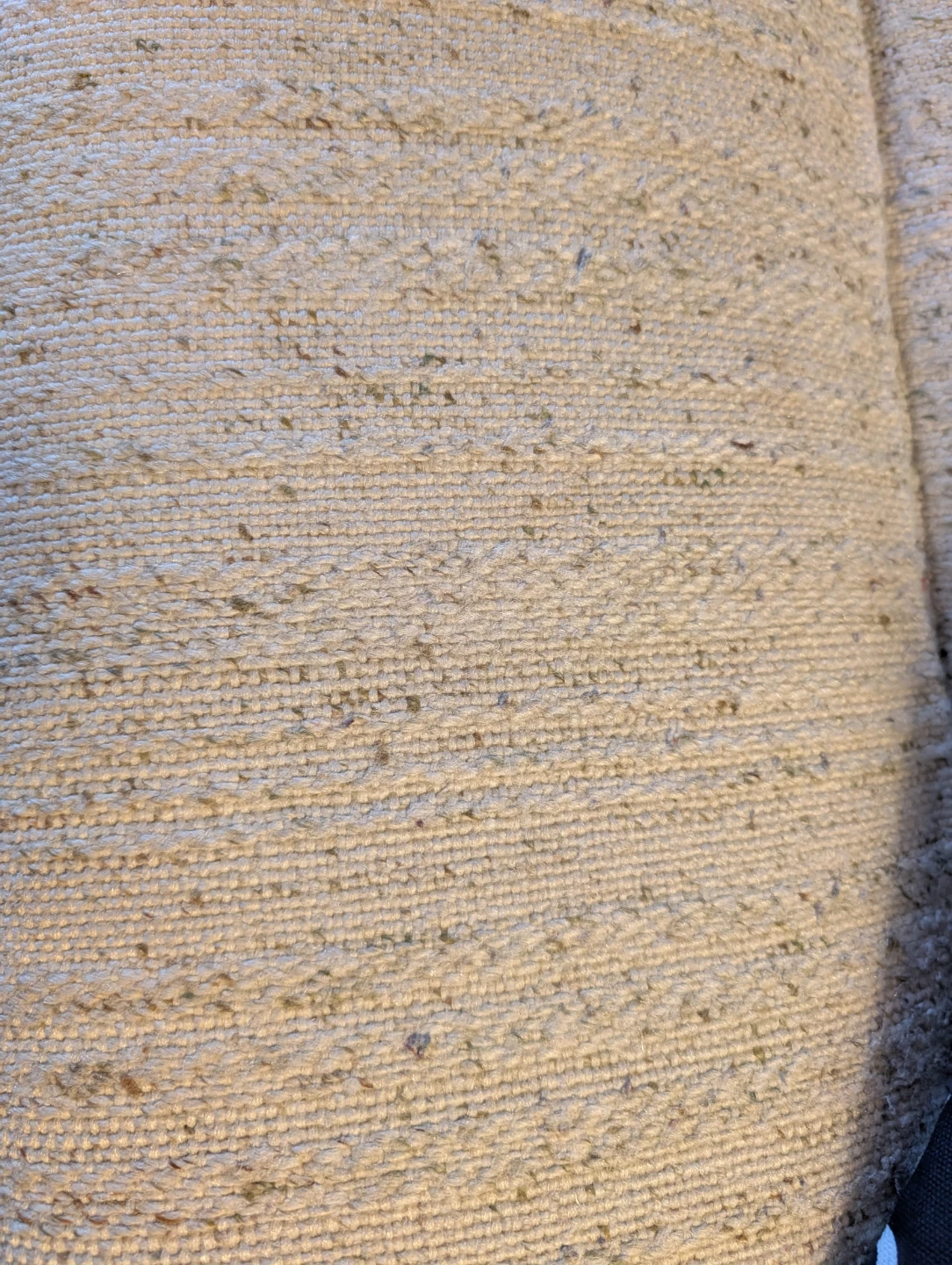 Cream Tweed Sofa with Wooden Accents - photo 3