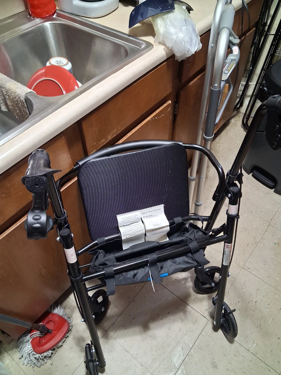 Black Rollator Walker with Seat