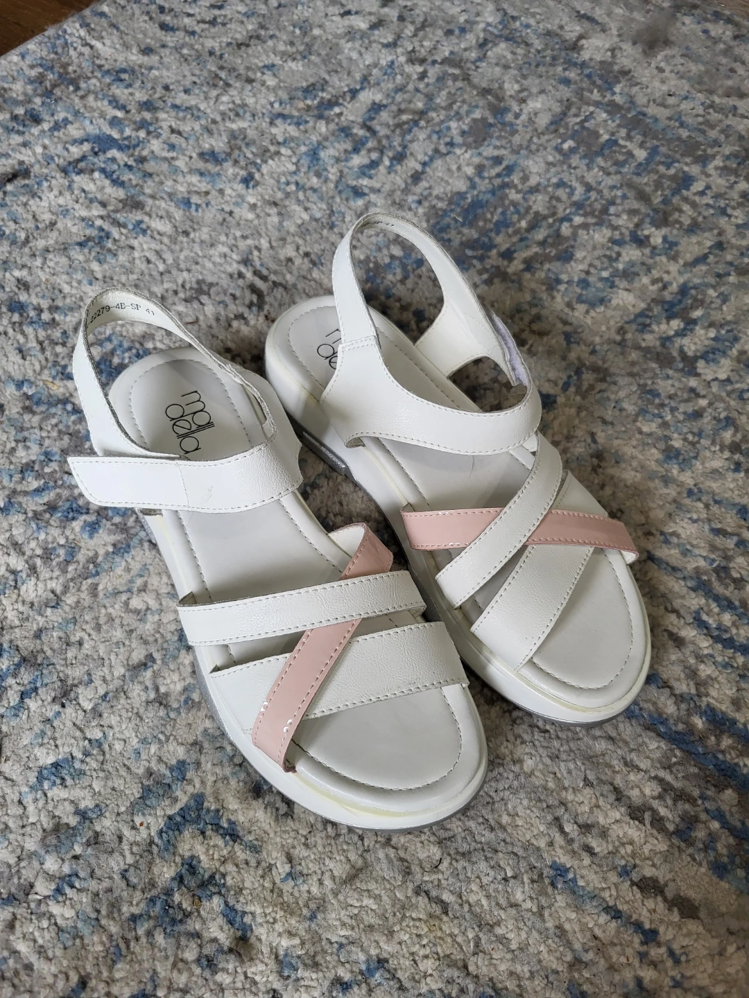 Leather White and Pink Sandals