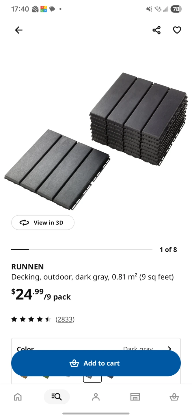 IKEA RUNNEN Outdoor Decking Tiles (Dark Gray) - photo 4
