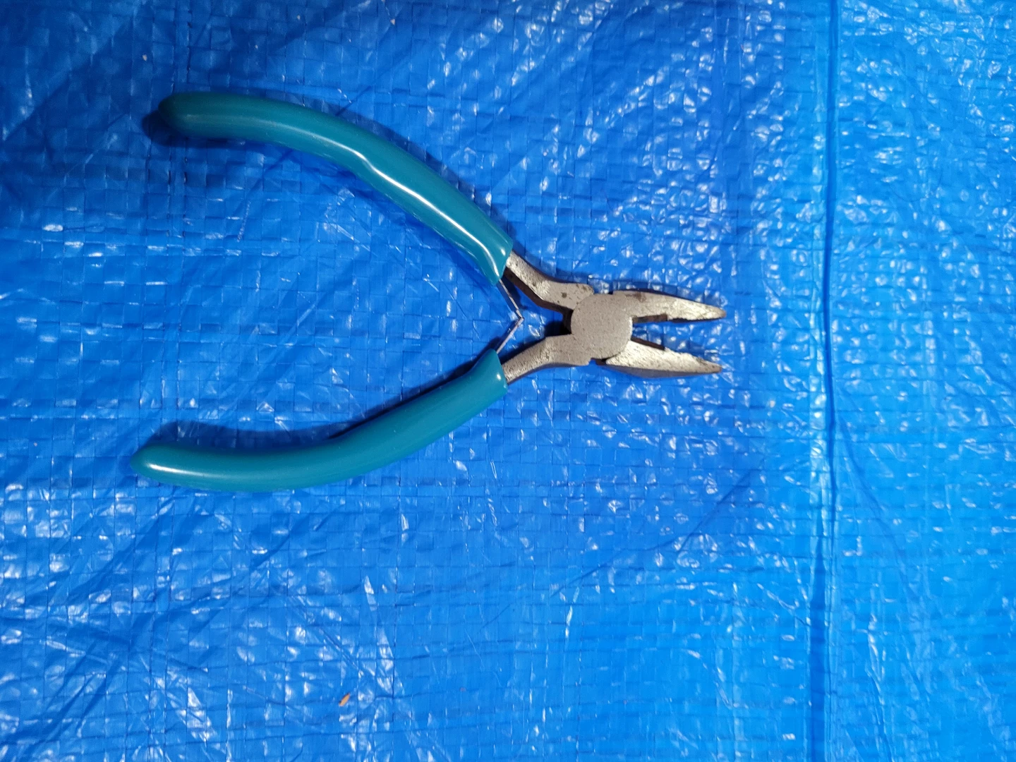 Blue handled pliers