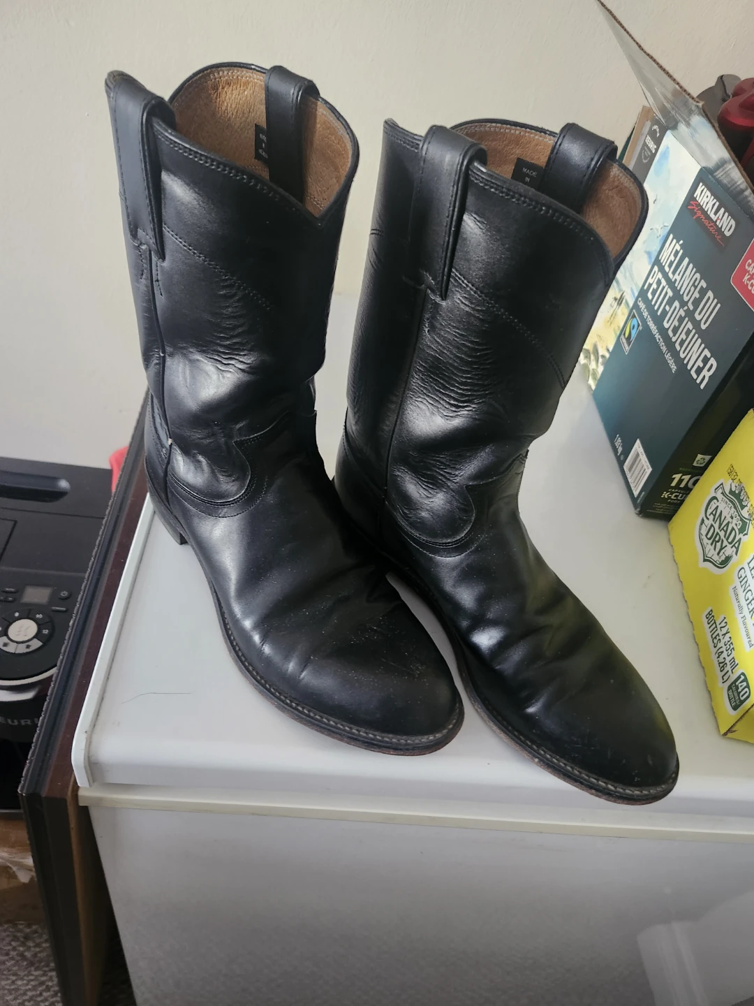 Black Leather Cowboy Boots - photo 2