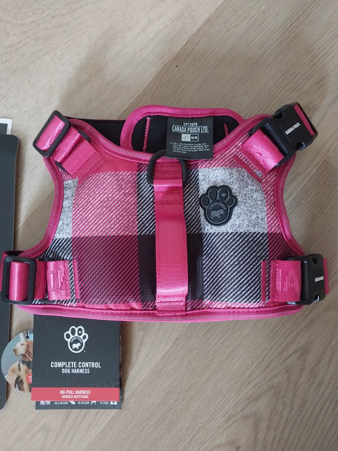Canada Pooch Complete Control Dog Harness M/M Pink Plaid