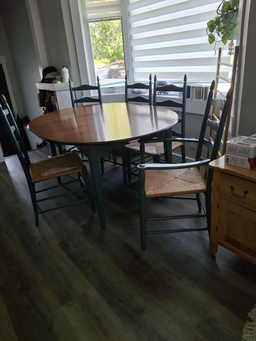 Dining table with six chairs