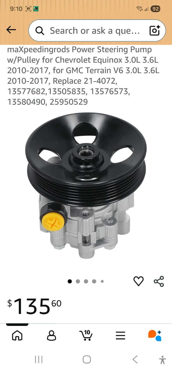 Power Steering Pump w/Pulley for Chevrolet Equinox/GMC Terrain