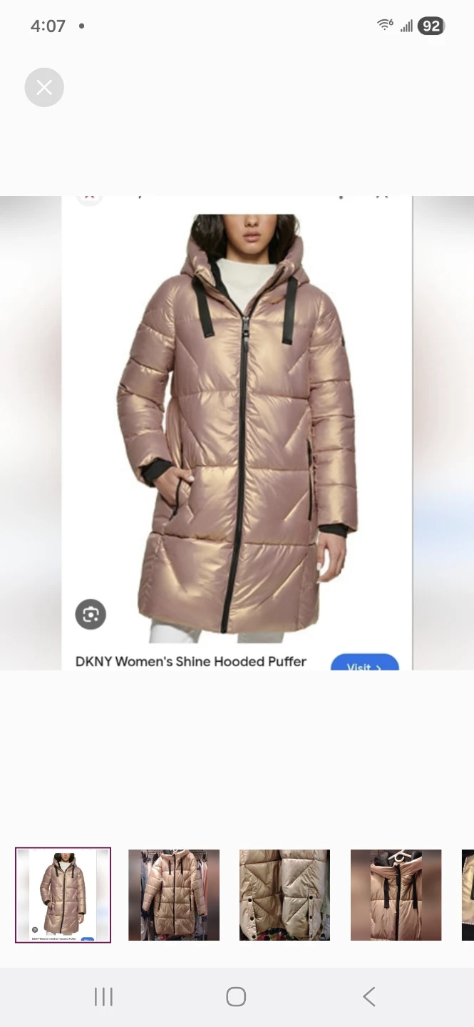 DKNY Rose Gold Shine Hooded Puffer Coat XXL
