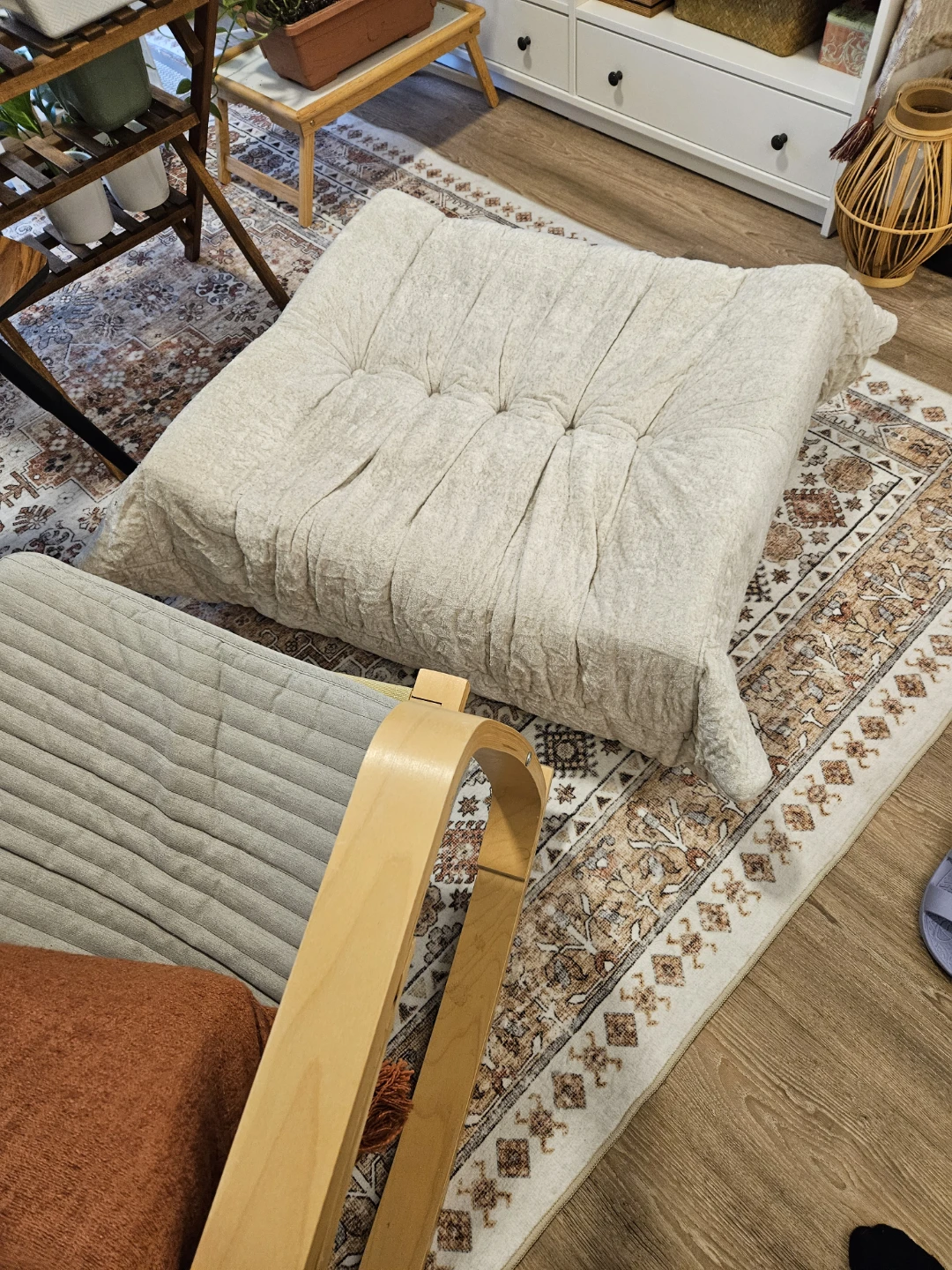 Chenille Floor Ottoman/Pouf - photo 2