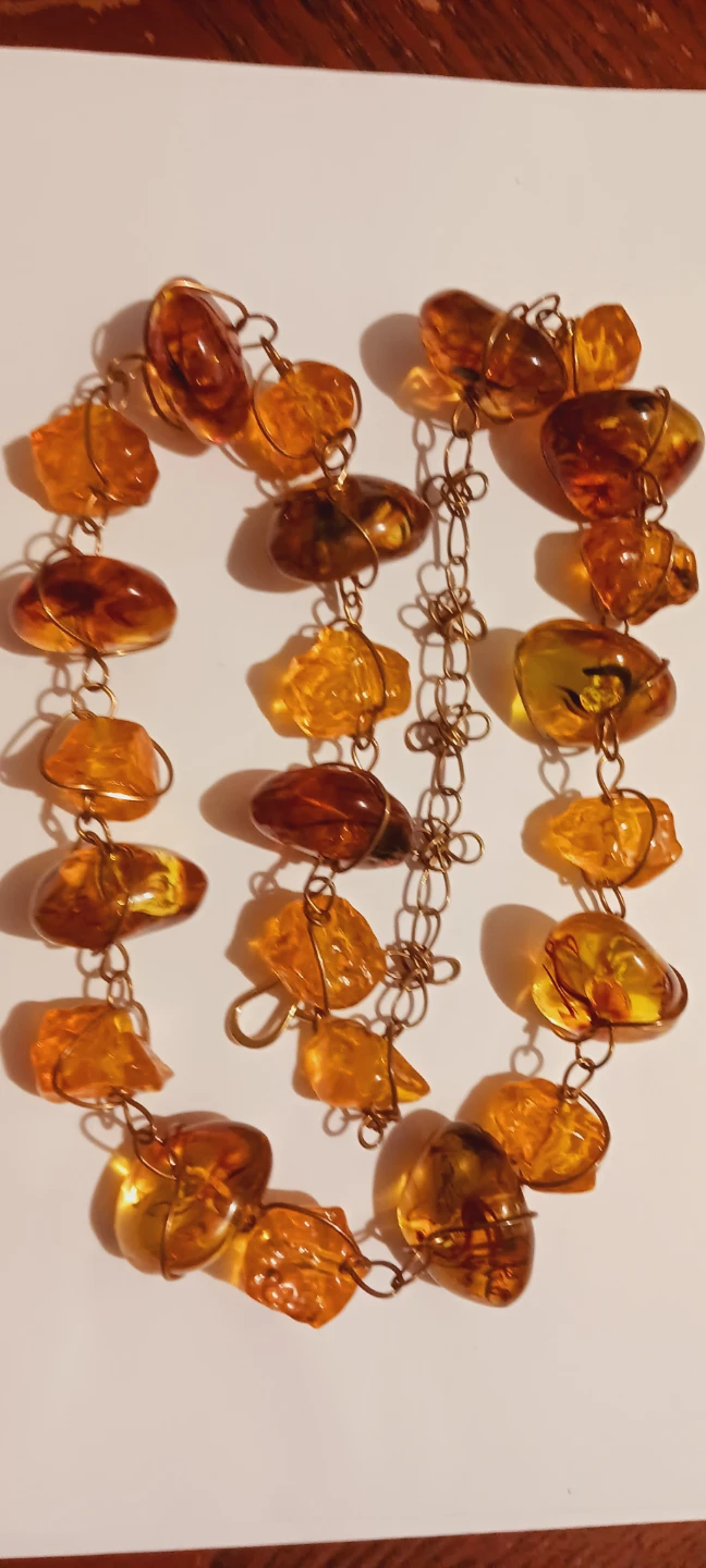 Beautiful Amber Lucite Beaded  Necklace