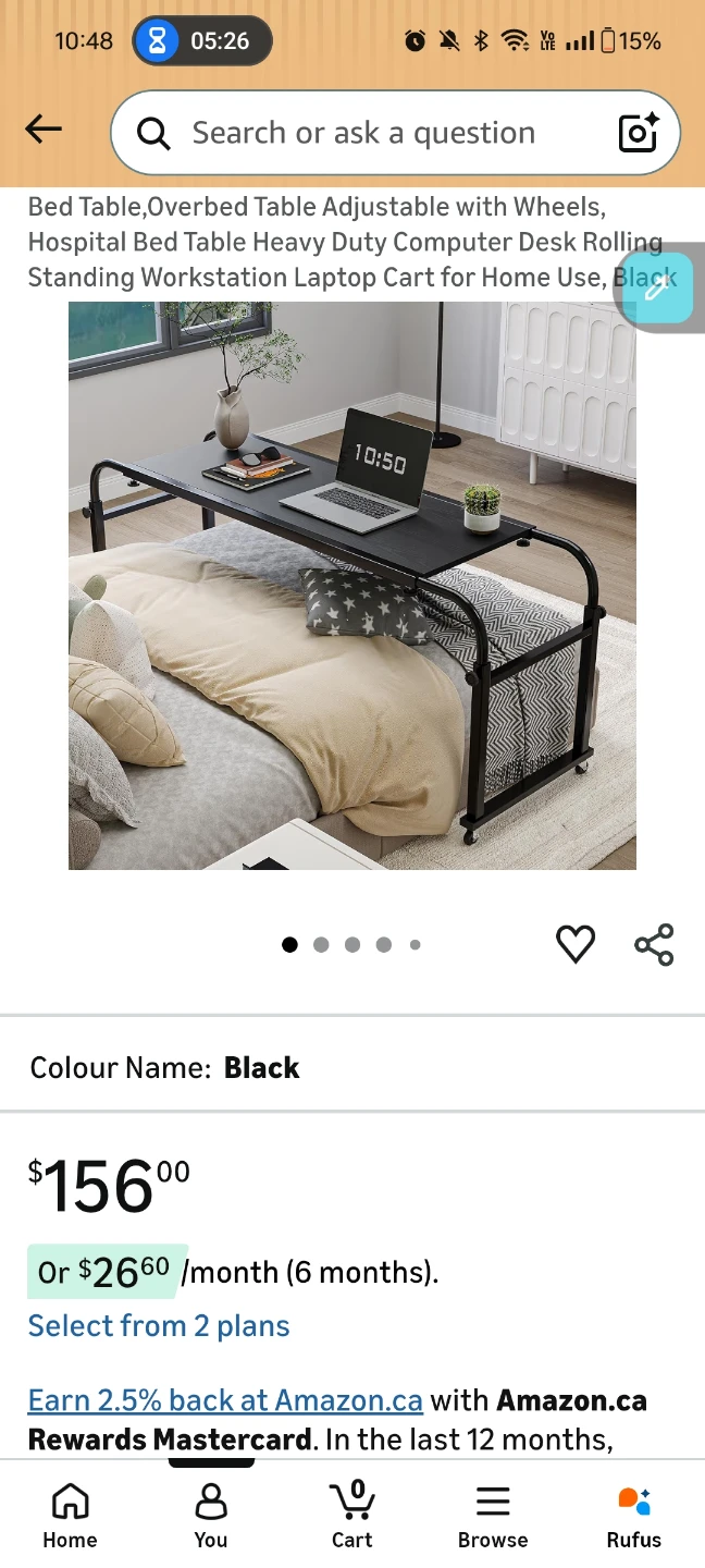 Adjustable Height Over Bed Table on Wheels - photo 2