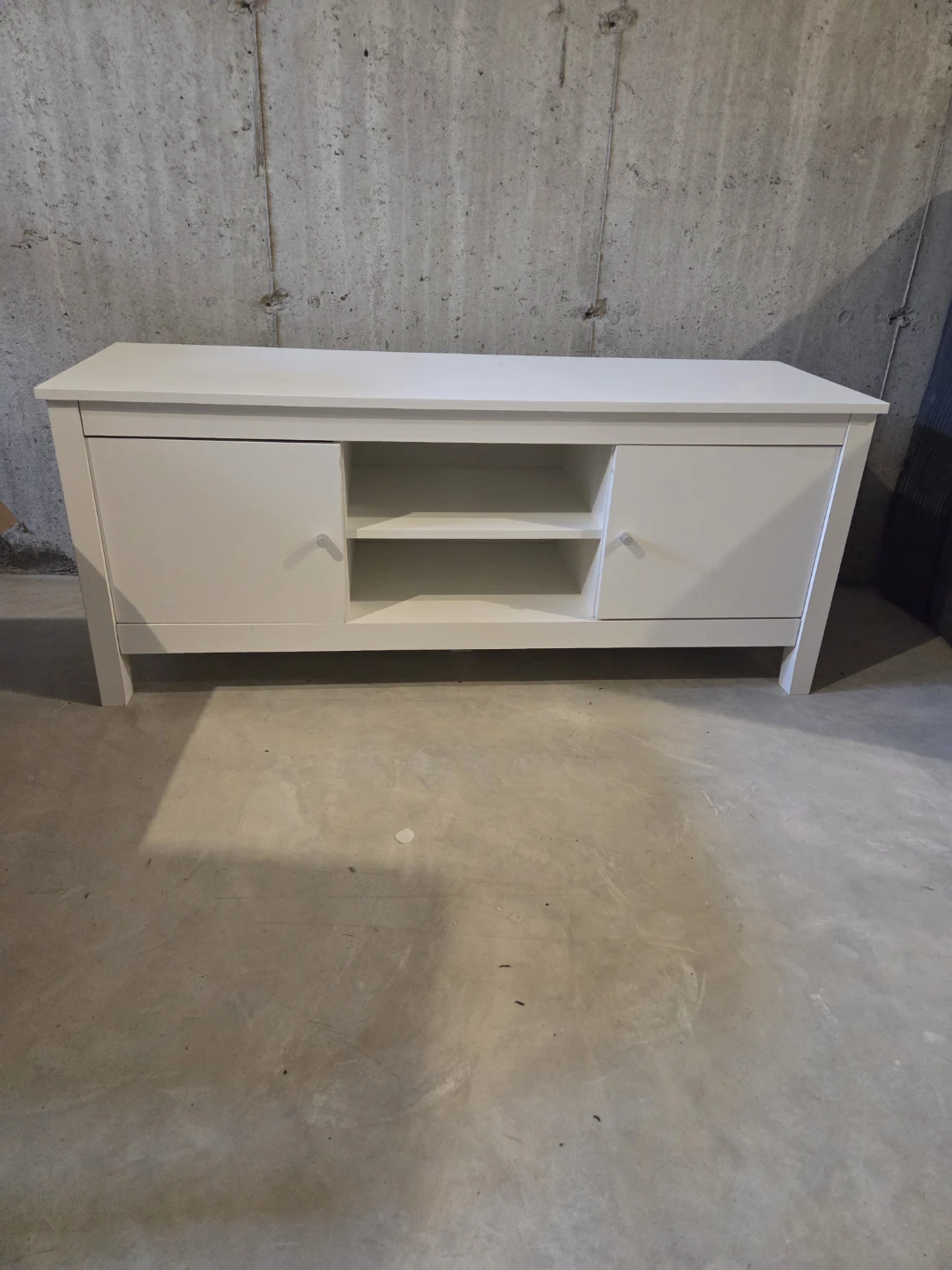 White TV Stand with Doors and Shelves