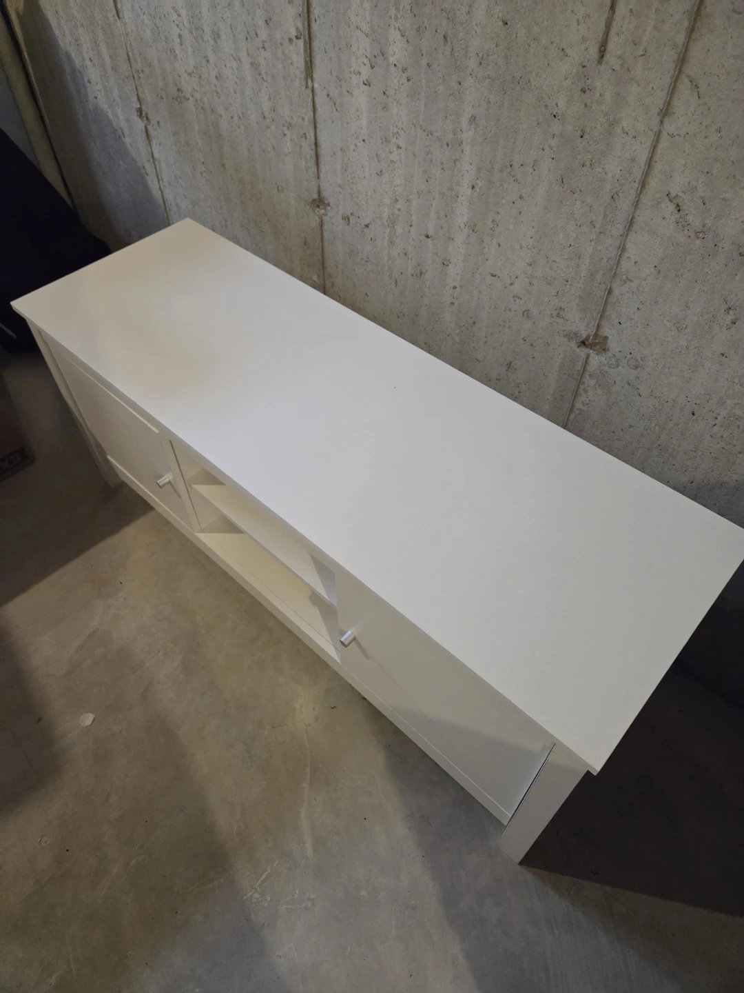 White TV Stand with Doors and Shelves - photo 2