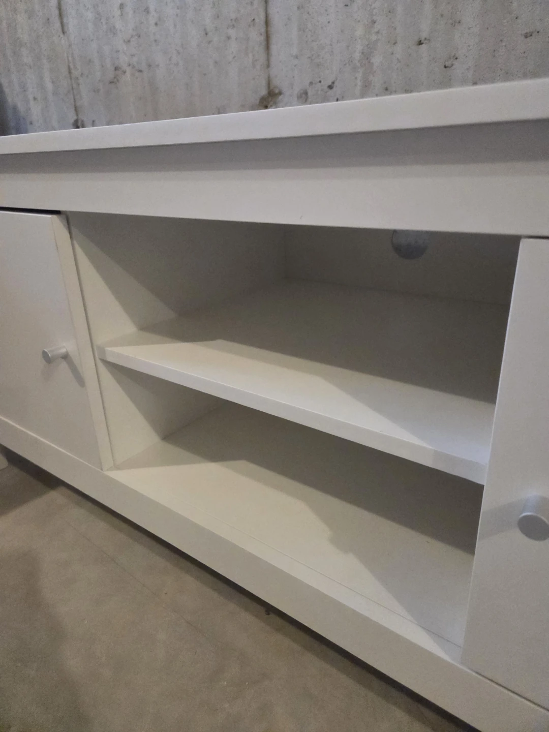 White TV Stand with Doors and Shelves - photo 3
