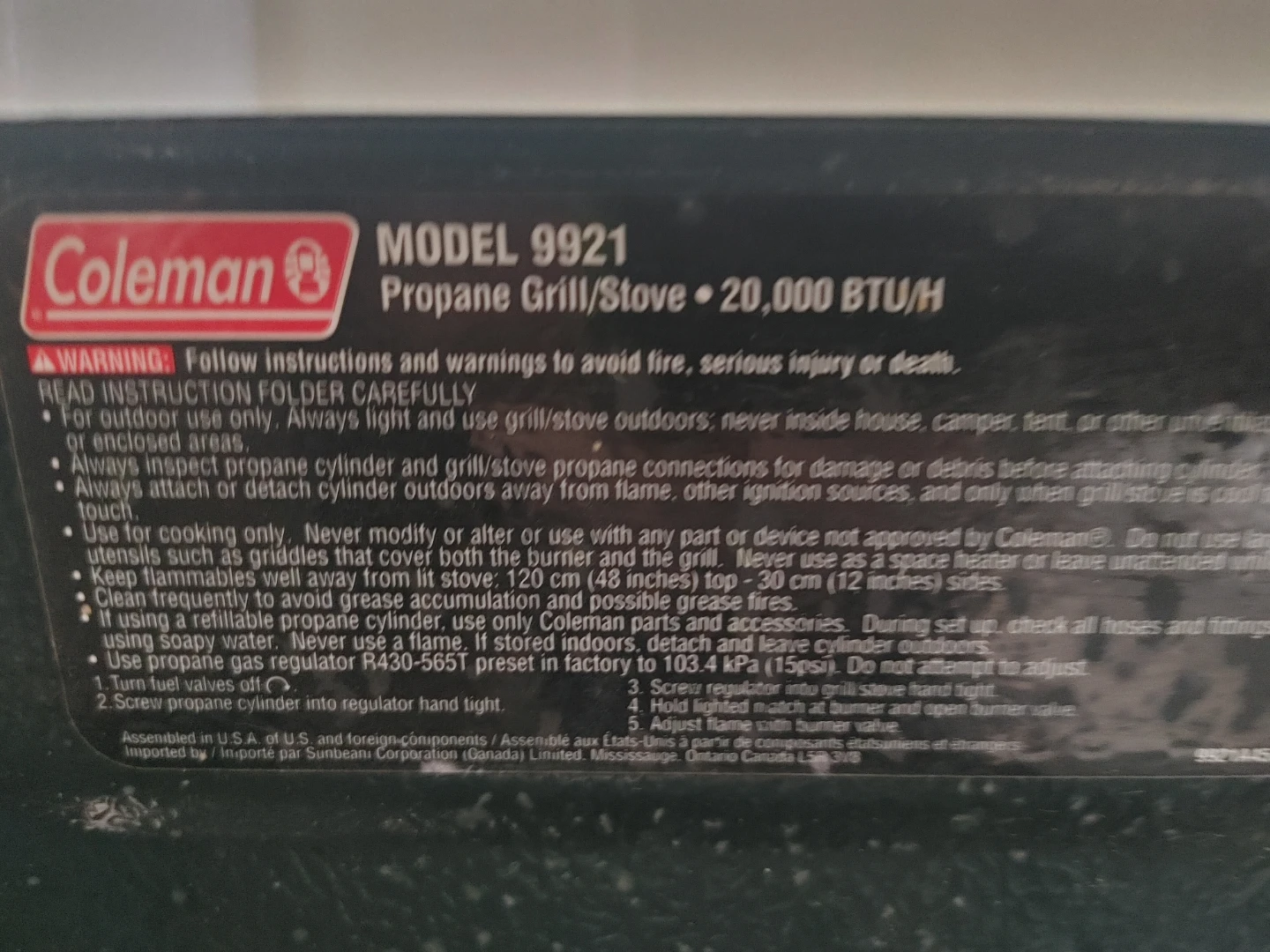 Coleman Propane Grill/Stove - Model 9921 - photo 5