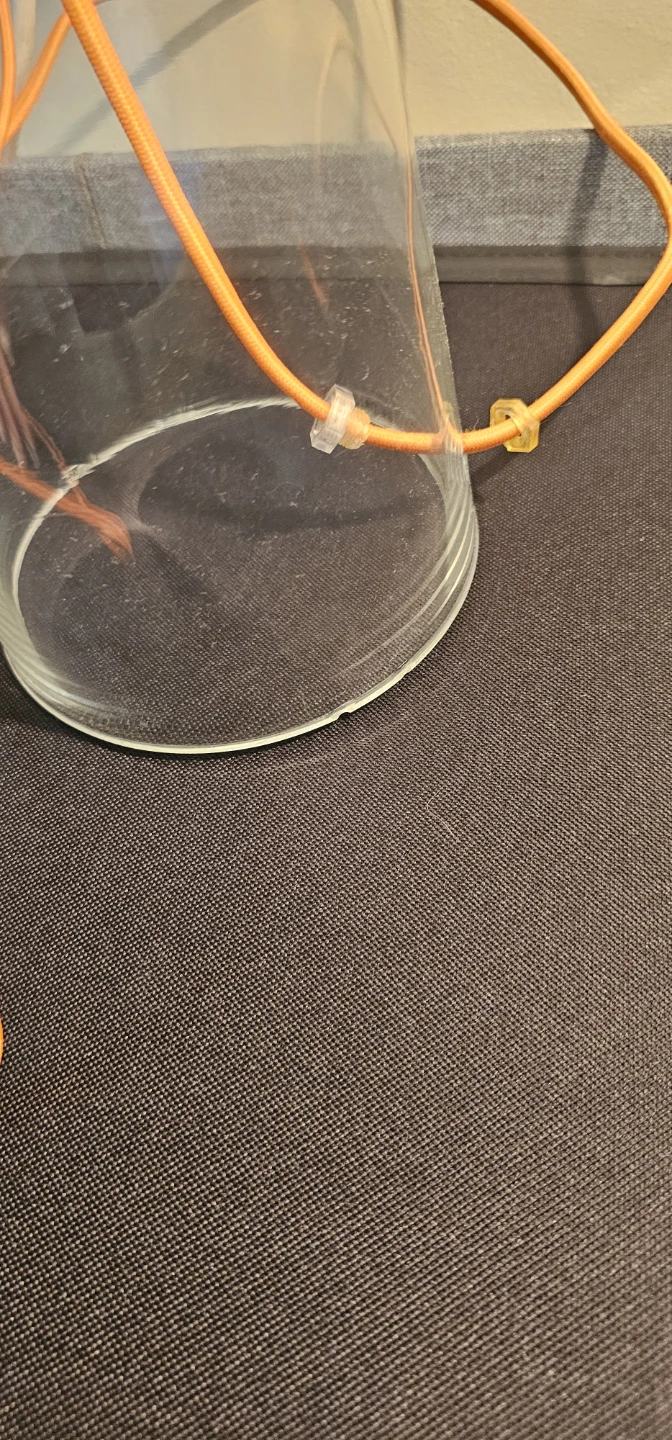 Pair of Clear Glass Table Lamps with Orange Cords - photo 4