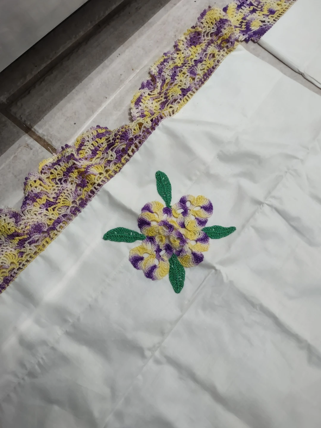 Handmade crochet trim pillow cases