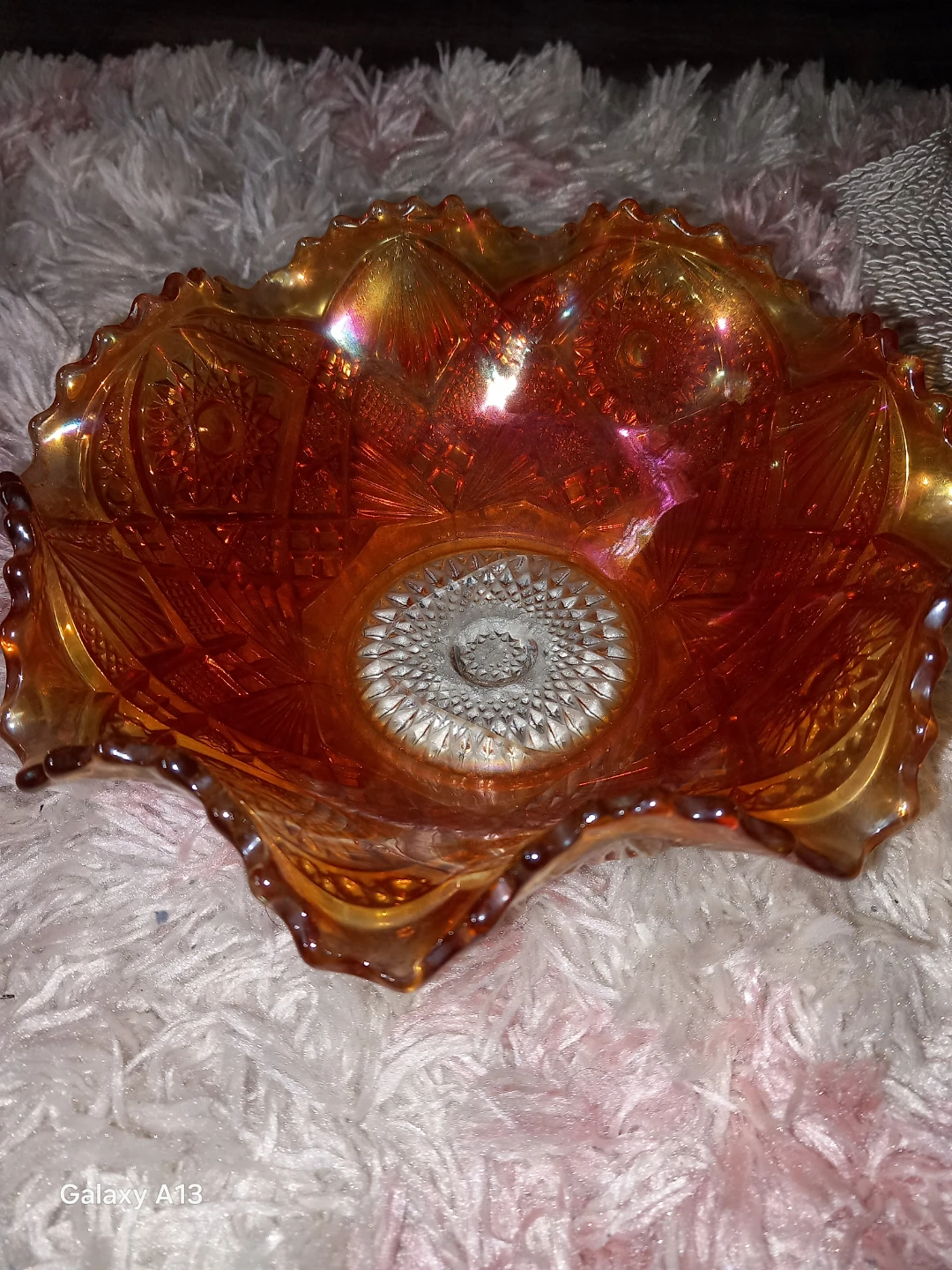 Orange Carnival Glass Bowl - photo 2