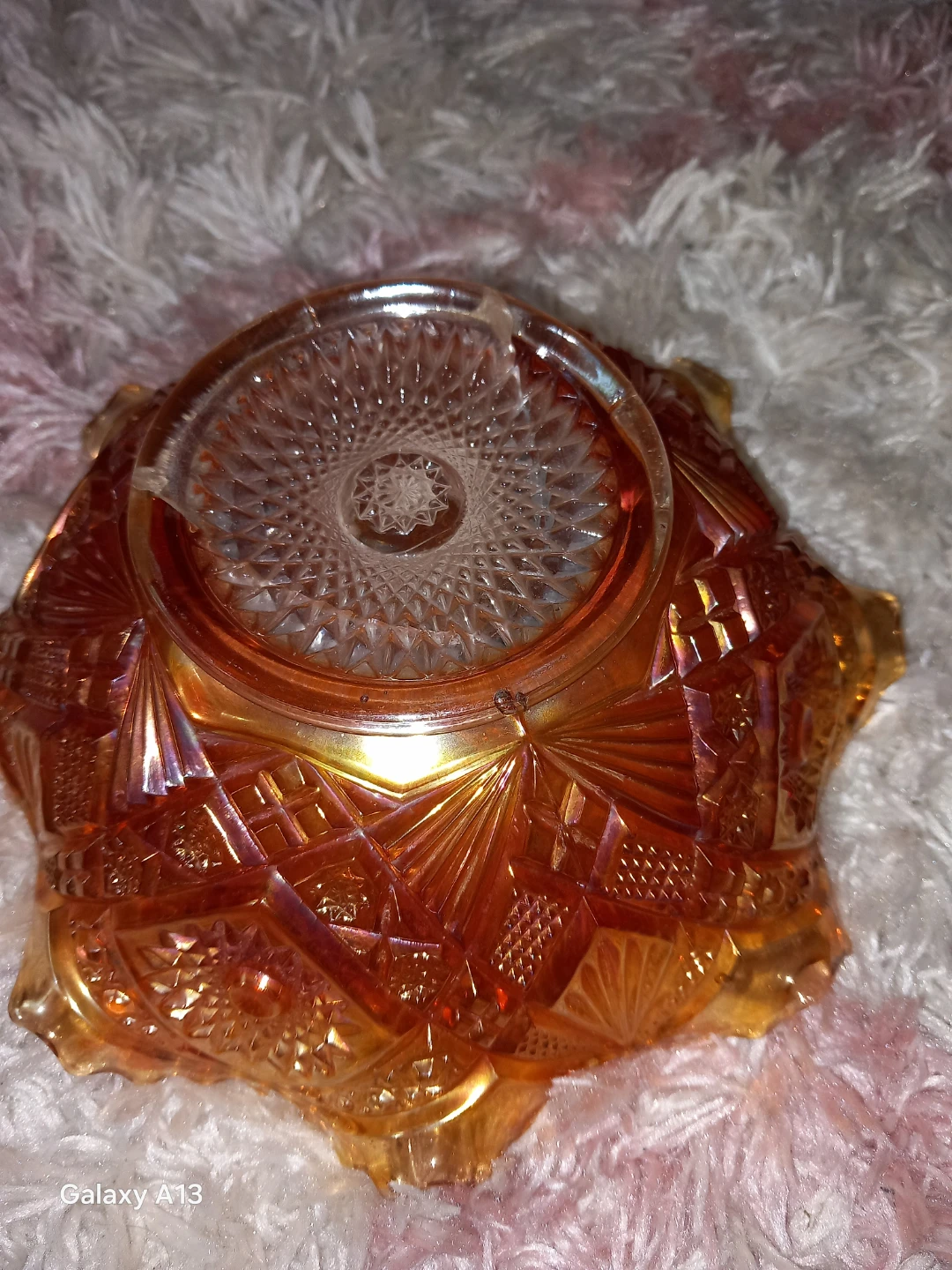Orange Carnival Glass Bowl - photo 3