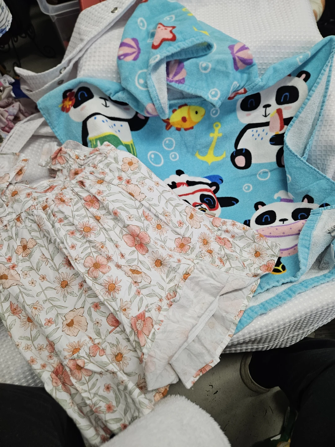 Floral Romper - Size 4 and panda towel