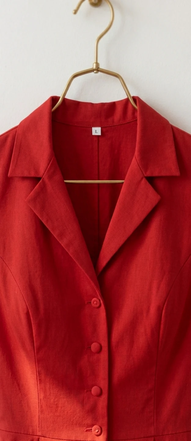 Women's Red Button-Up Fit and Flare Dress - Size L - photo 3