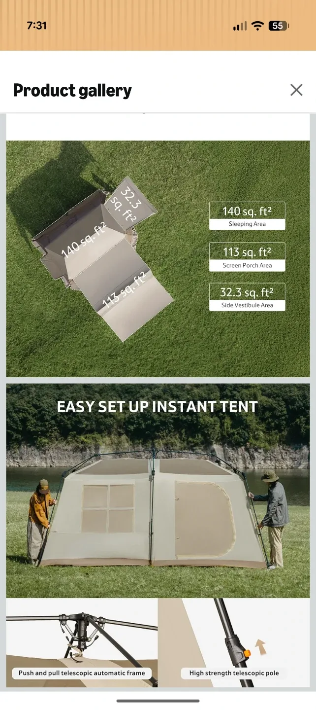 Naturehike 8 Person Tent with Detachable Screen Porch - photo 2