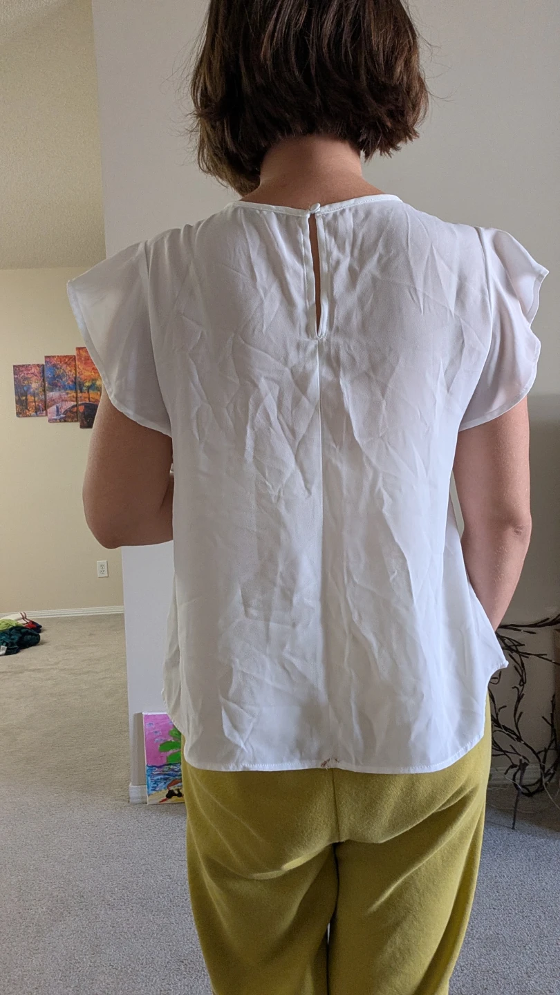 White Blouse with Flutter Sleeves - photo 3