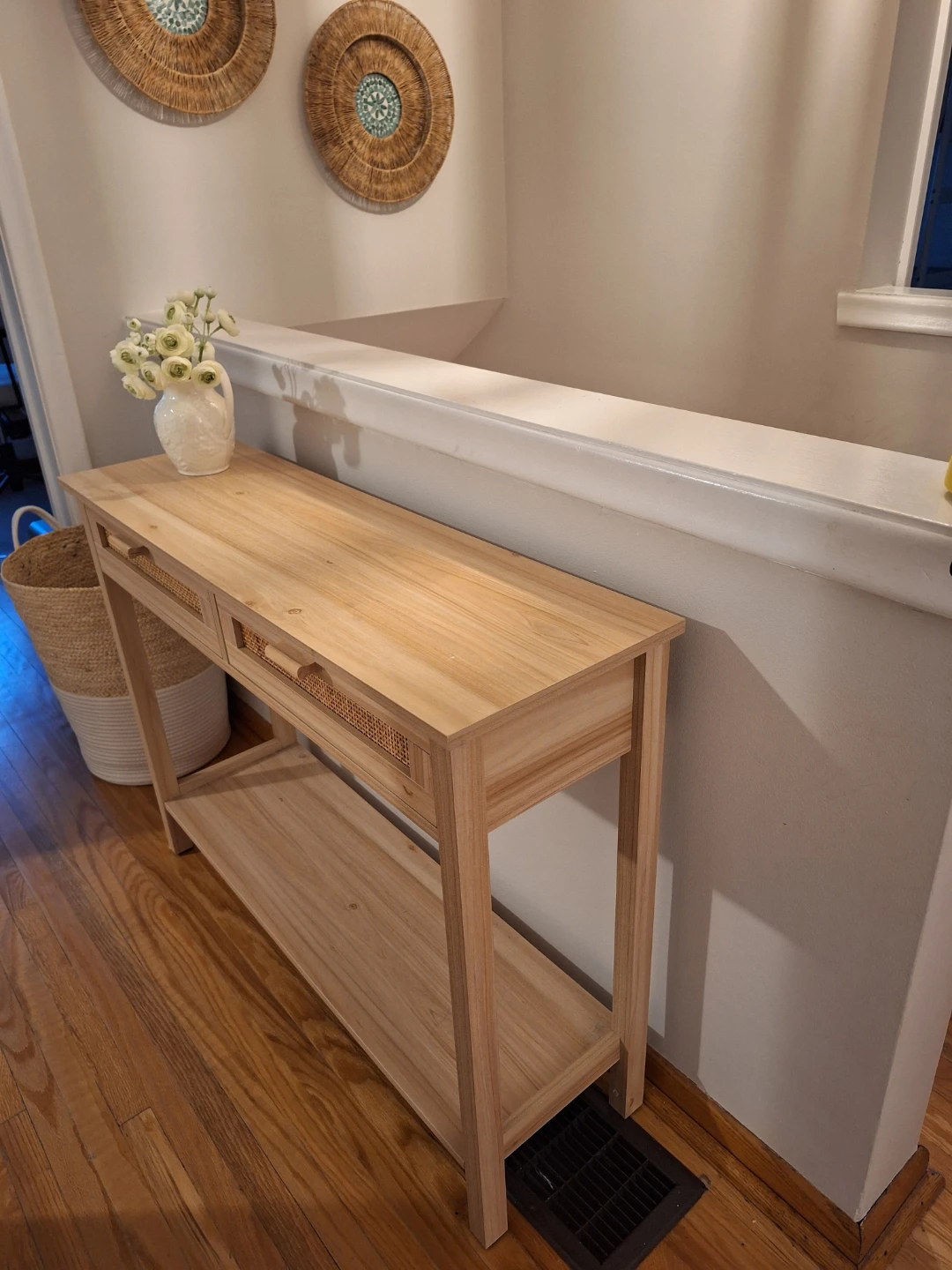 Natural Wood-Like Console Table with 2 Drawers - photo 2