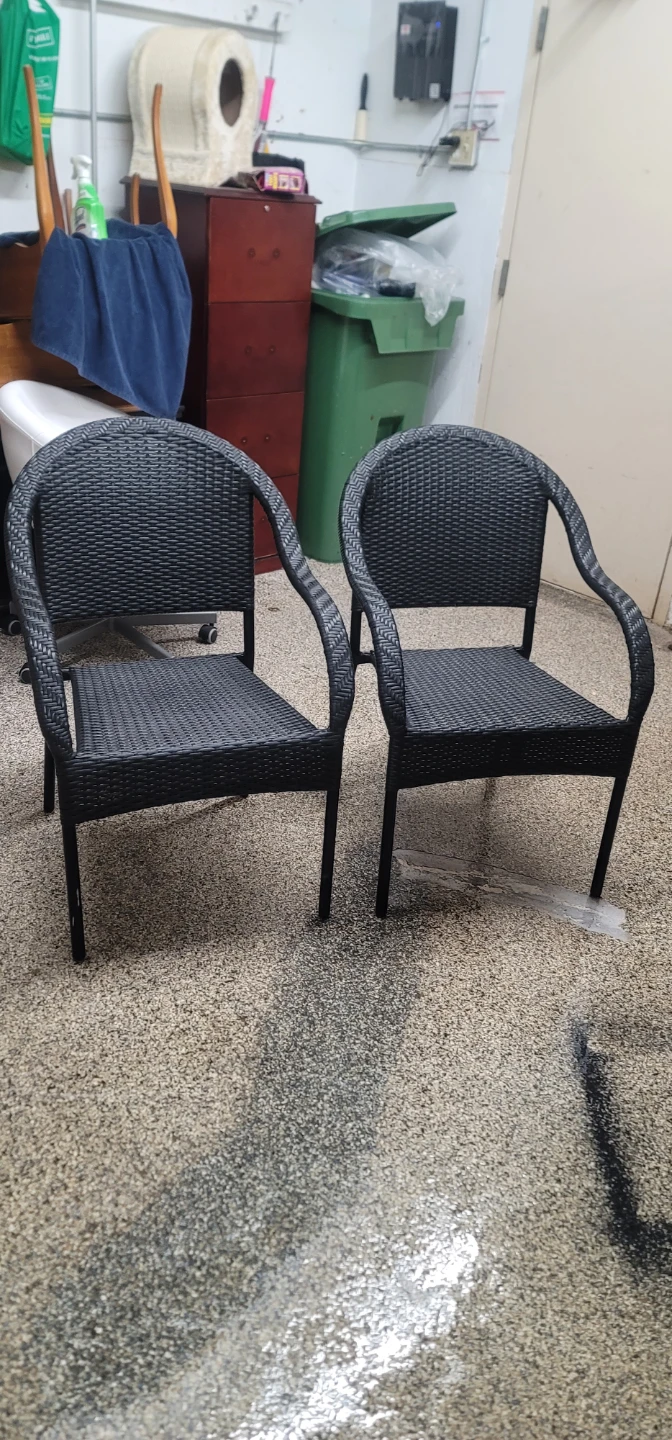 Set of 2 Black Wicker Chairs