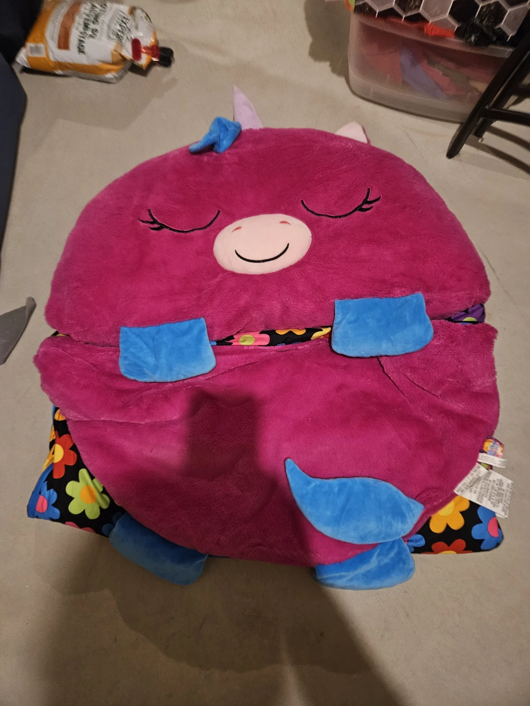 Pink Unicorn Sleeping Bag with Colorful Flowers - photo 2