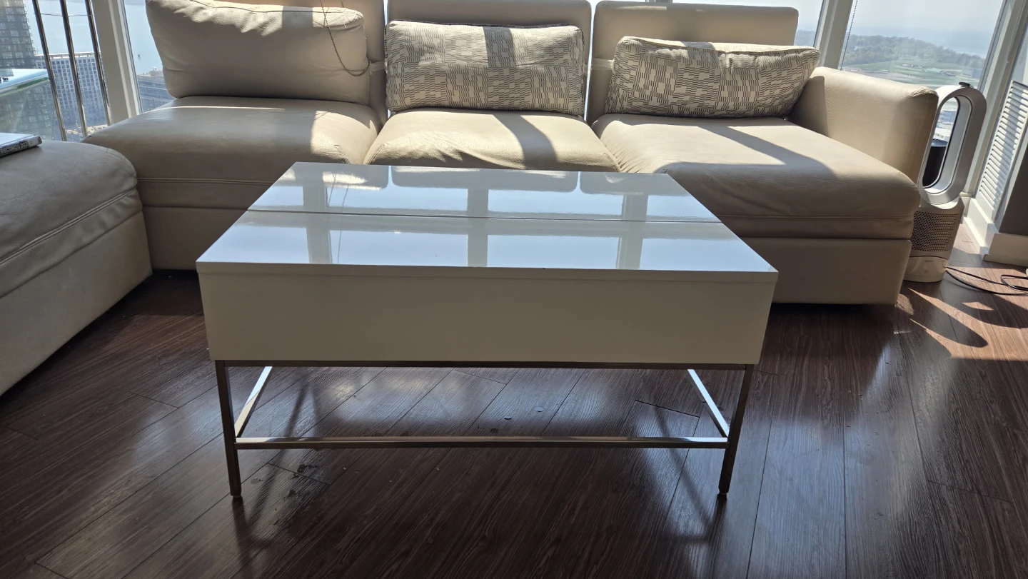 White Lift-Top Coffee Table with Storage - photo 2