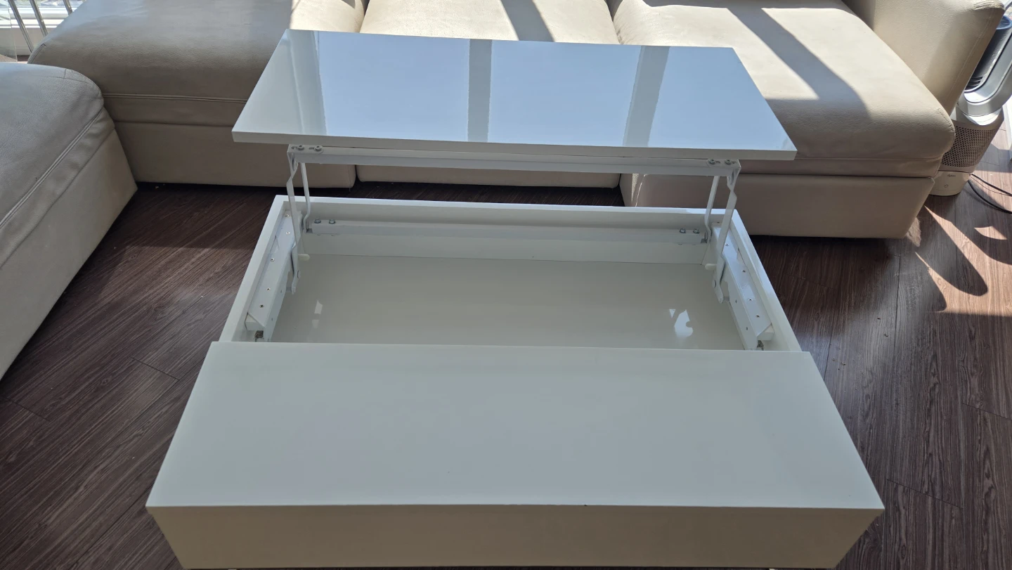White Lift-Top Coffee Table with Storage - photo 3