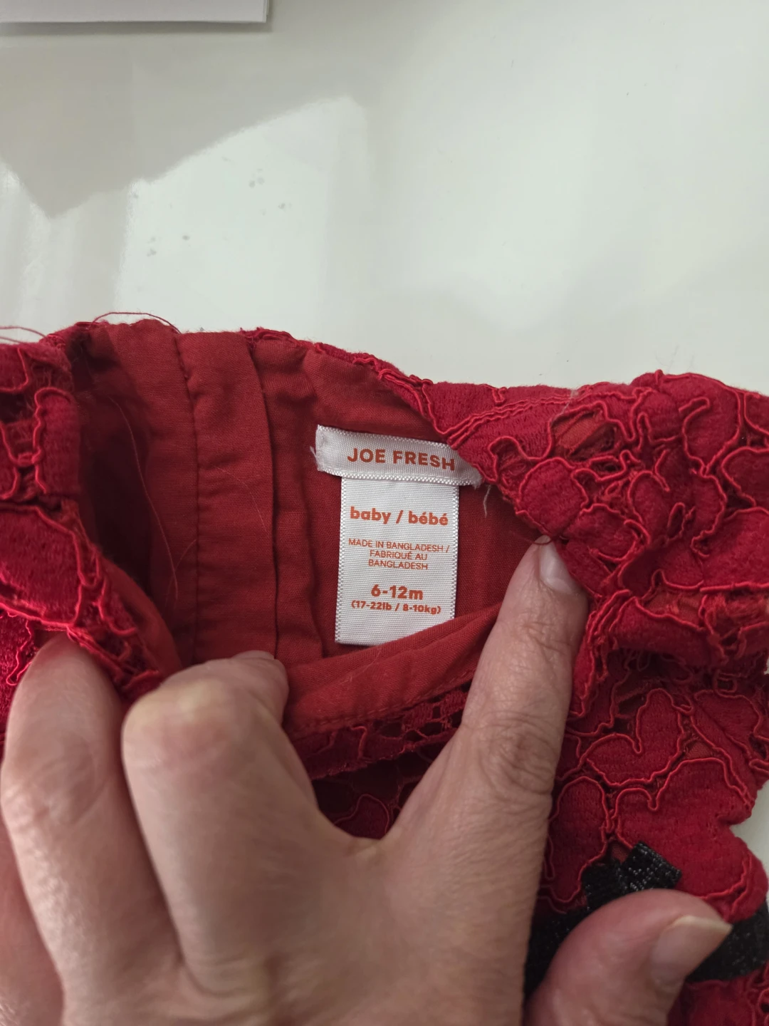 Joe Fresh Red Lace Baby Dress 6-12 Months - photo 3