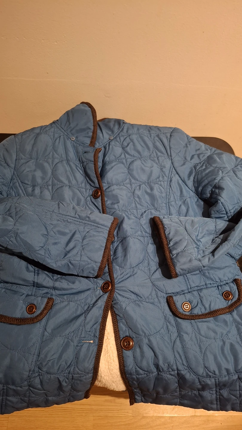 Blue Quilted Jacket with Sherpa Lining