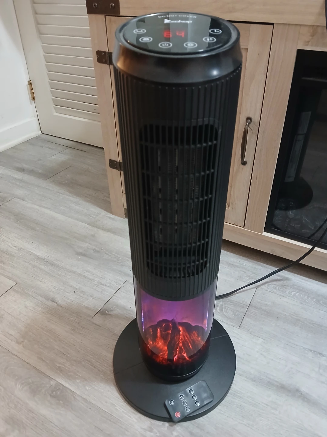 Razzhop Tower Fan with Electric Fireplace & Remote