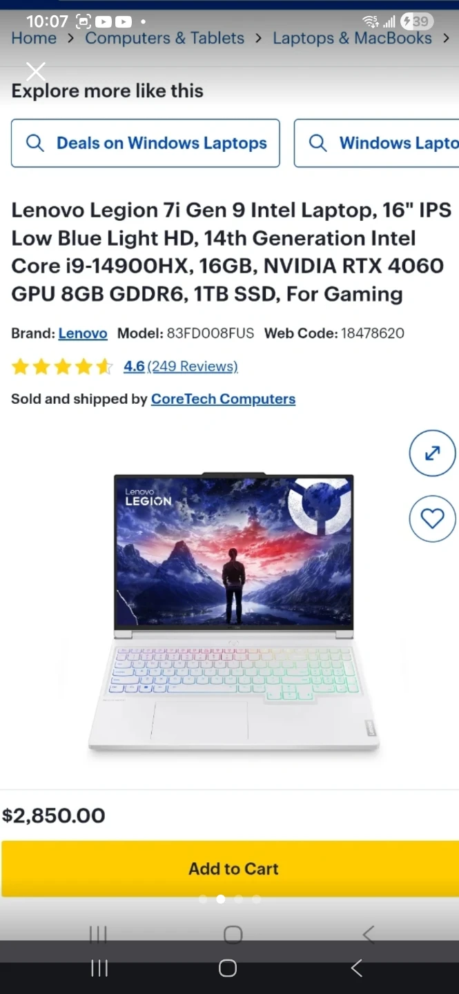 Lenovo Legion 7i Gen 9 Intel Laptop 16" Glacial White - photo 3