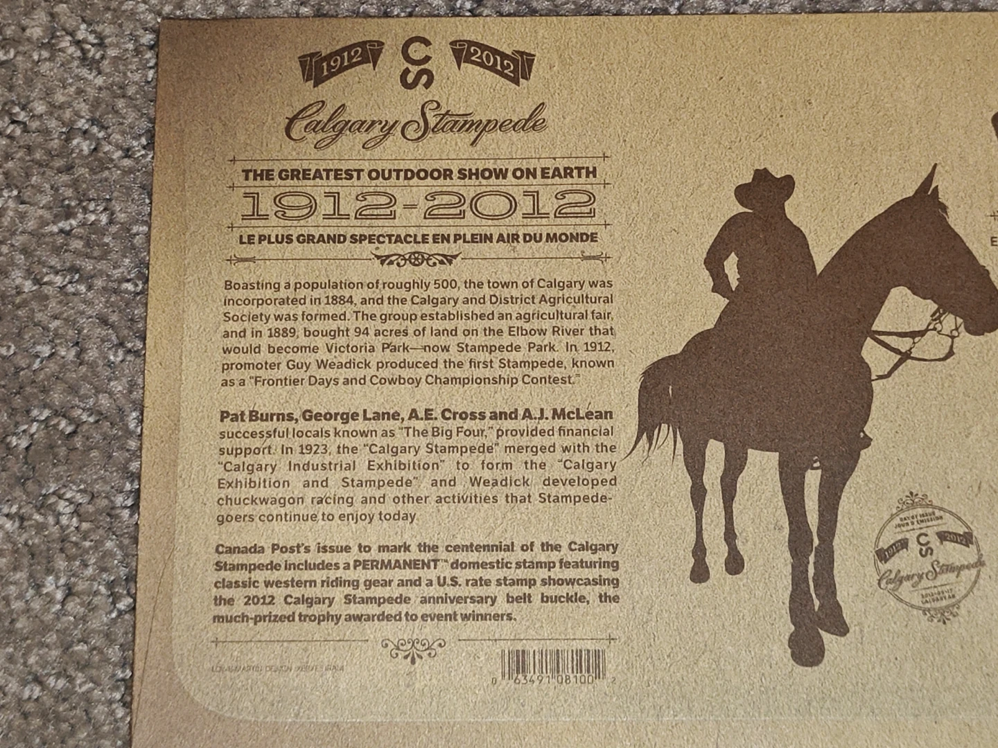 First Day Covers FDC - Calgary Stampede Centennial 1912–2012 - photo 5
