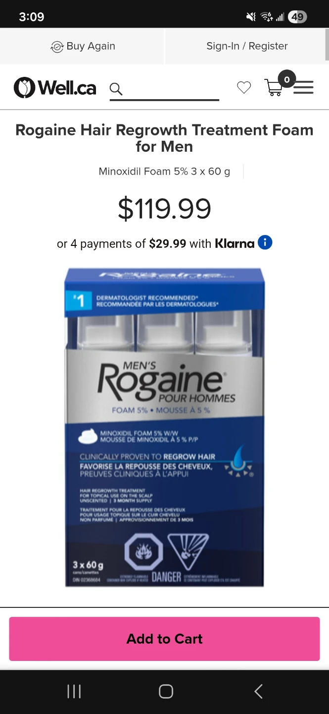 Rogaine men's Hair Regrowth Treatment Foam (2 x 60g)
