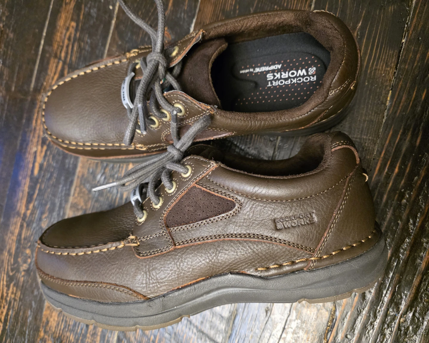 Rockport Works Men's Brown Leather Composite Toe Work Shoes 10 W - photo 3