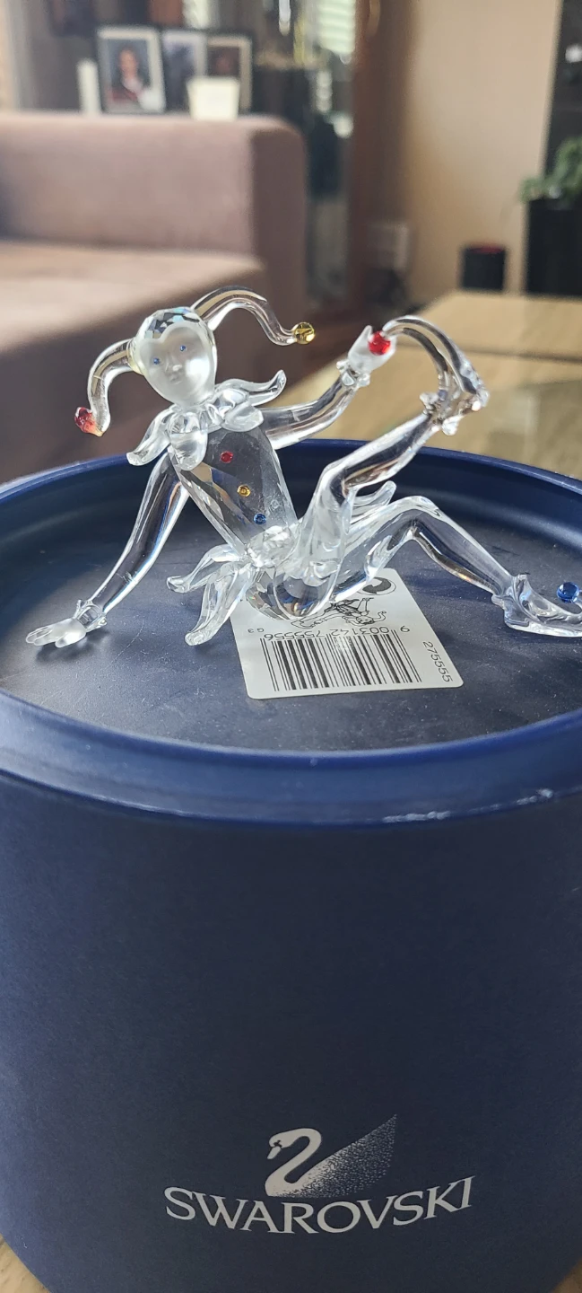 Swarovski Crystal Globe with Eagle and Jester Figurines