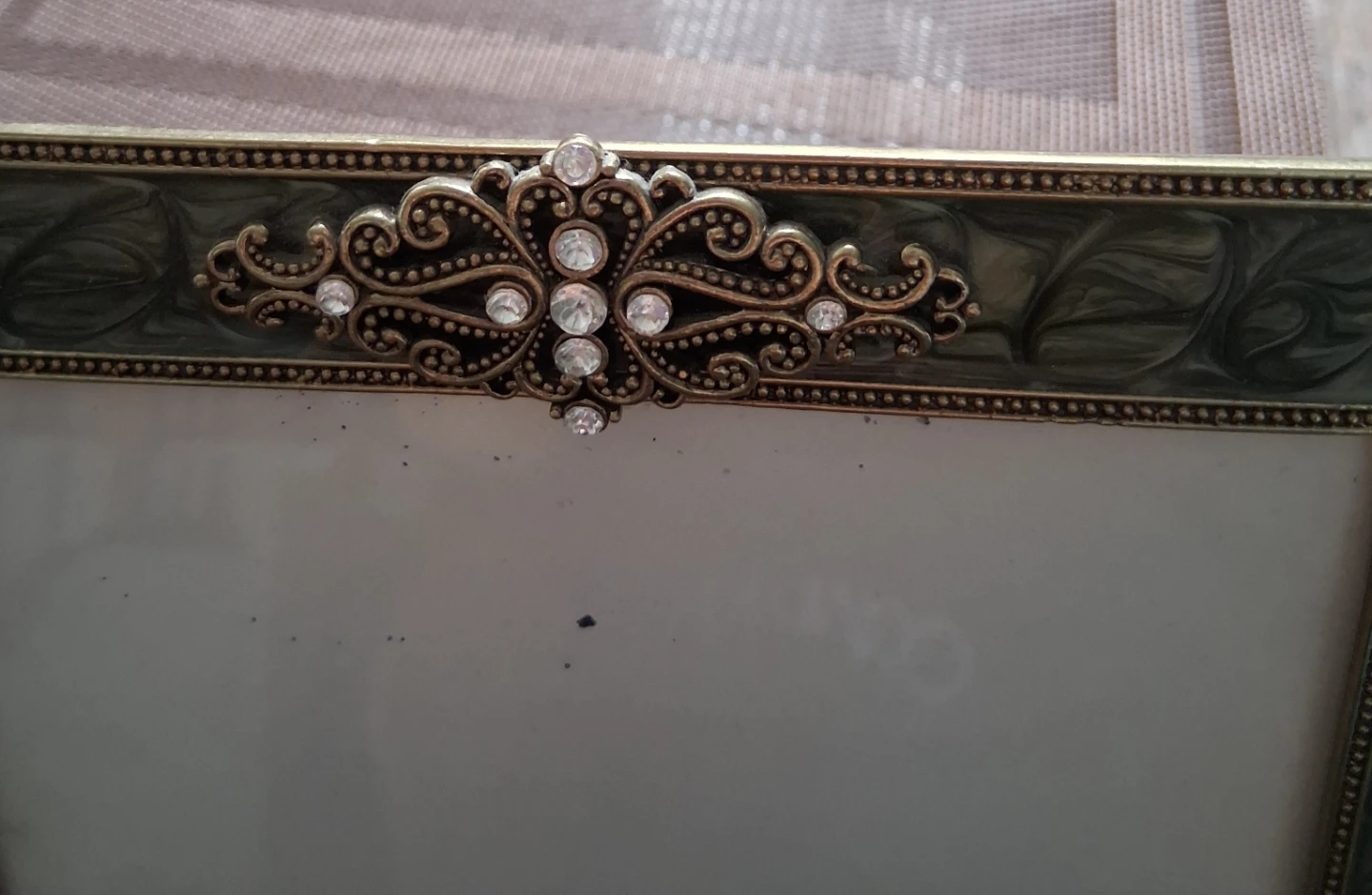 Ornate Green & Gold Photo Frame with Jewels