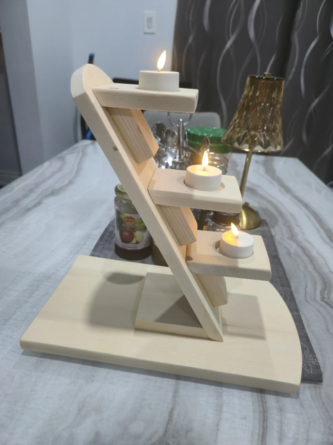 Handmade Angled Wooden Tealight Candle Holder